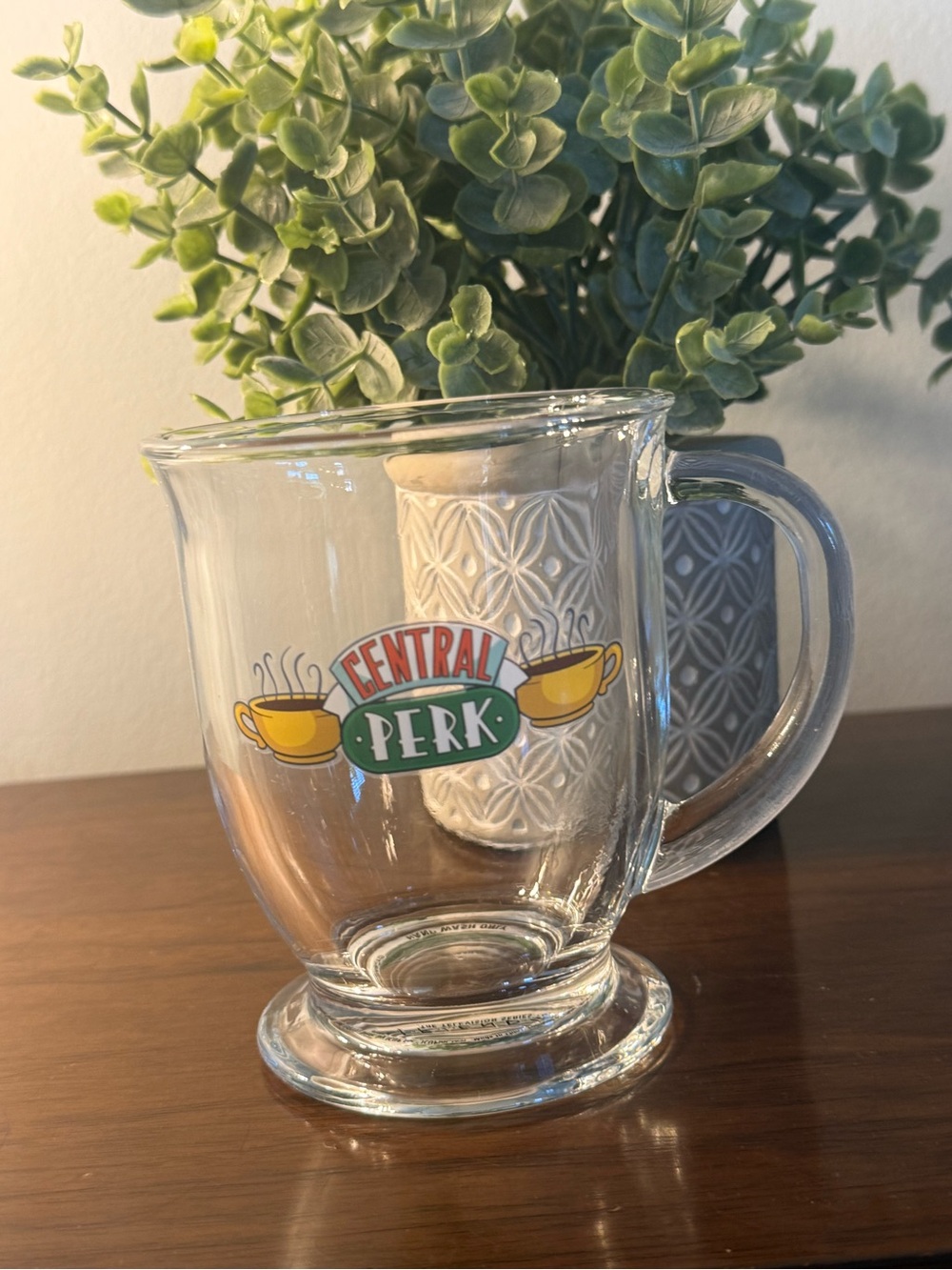 FRIENDS Central Perk Glass Coffee Mug - Yellow & Green Logo
